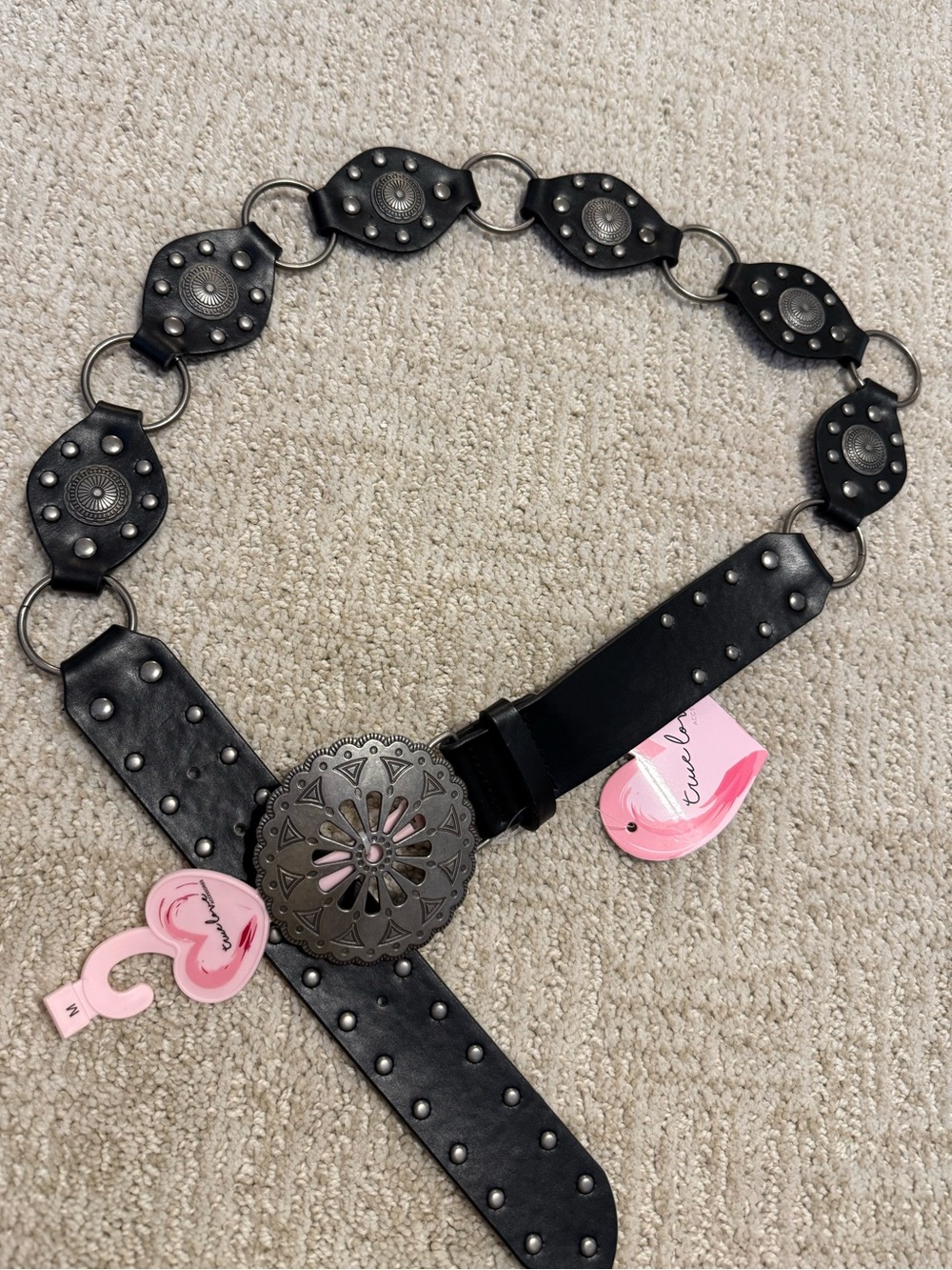 NWT Black Western Statement Belt with Silver Concho (M)